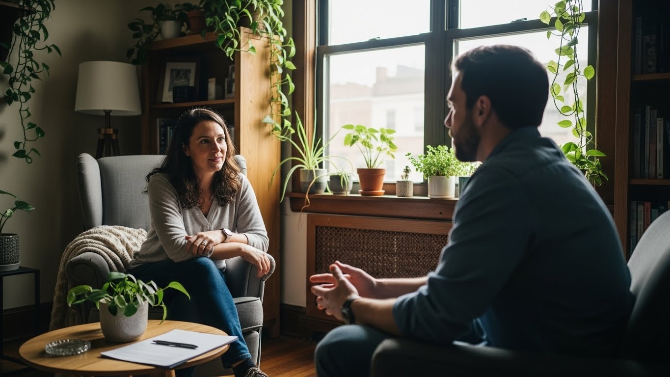 Sessão de psicoterapia voltada para o autoconhecimento e melhora da autoestima